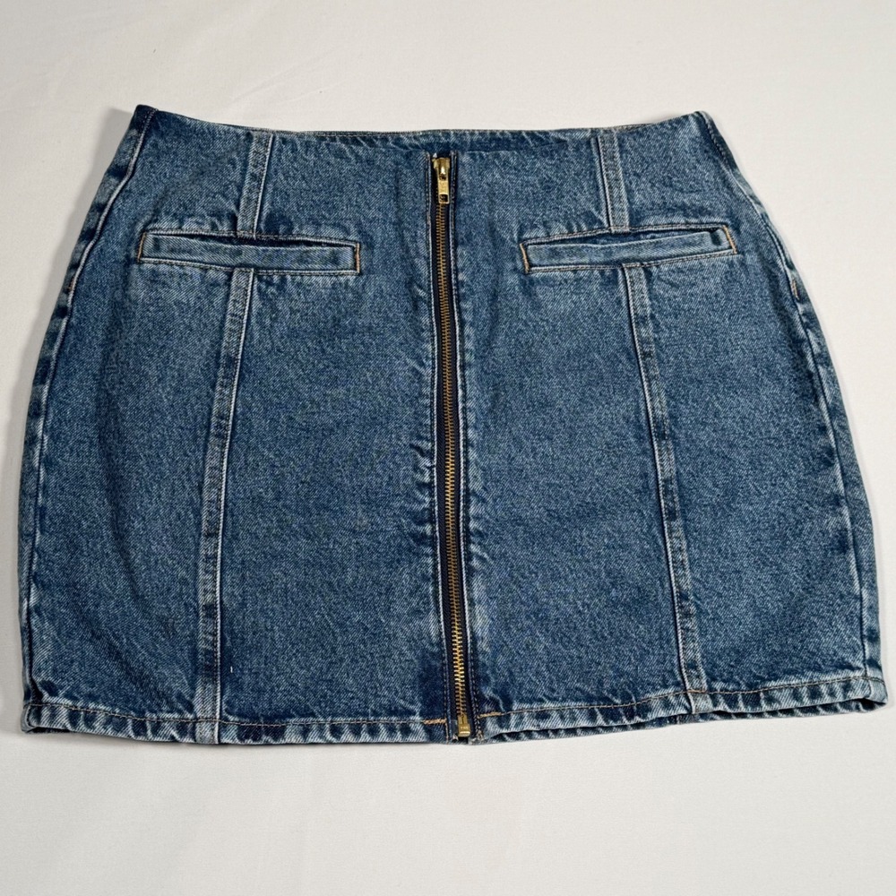 Denim Mini Skirt Women 4 Zip-Front High Rise Casual Streetwear 90s 00s Style Y2K